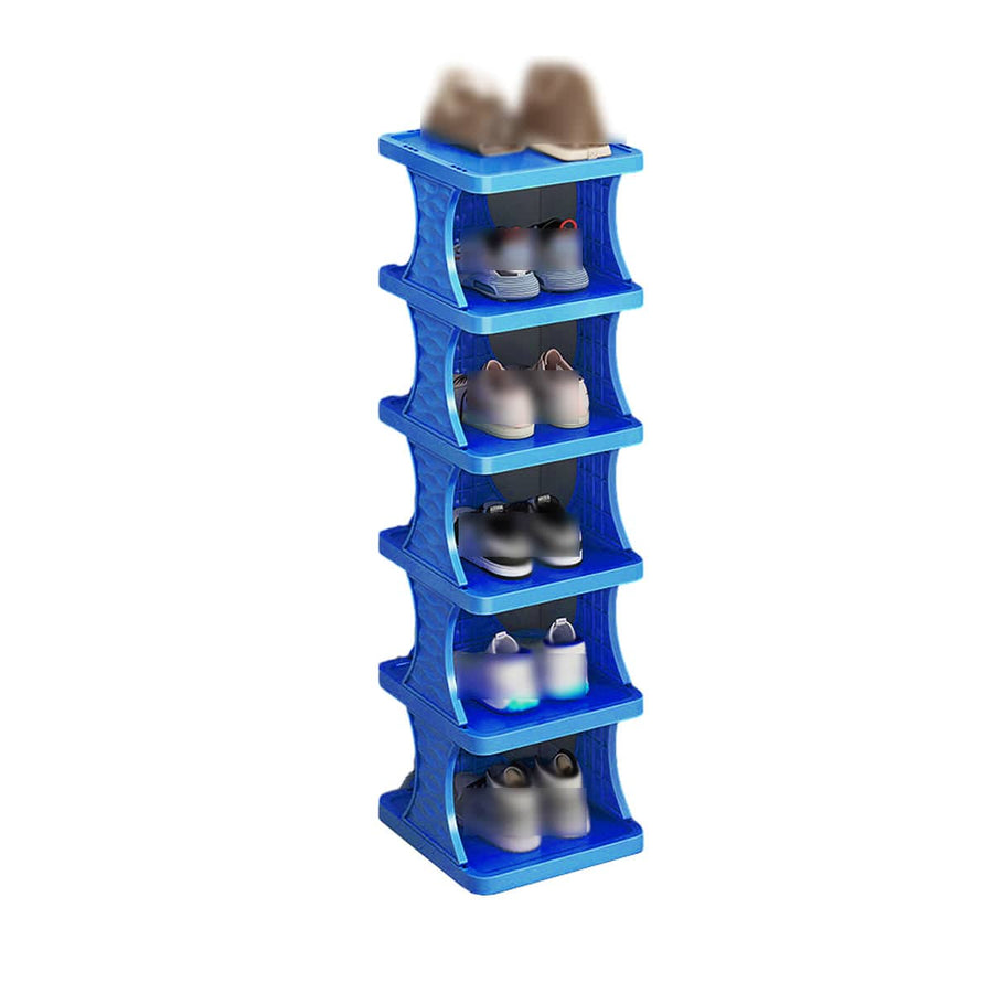 Foldable Shoe Rack Organiser, 6 Tier - Blue