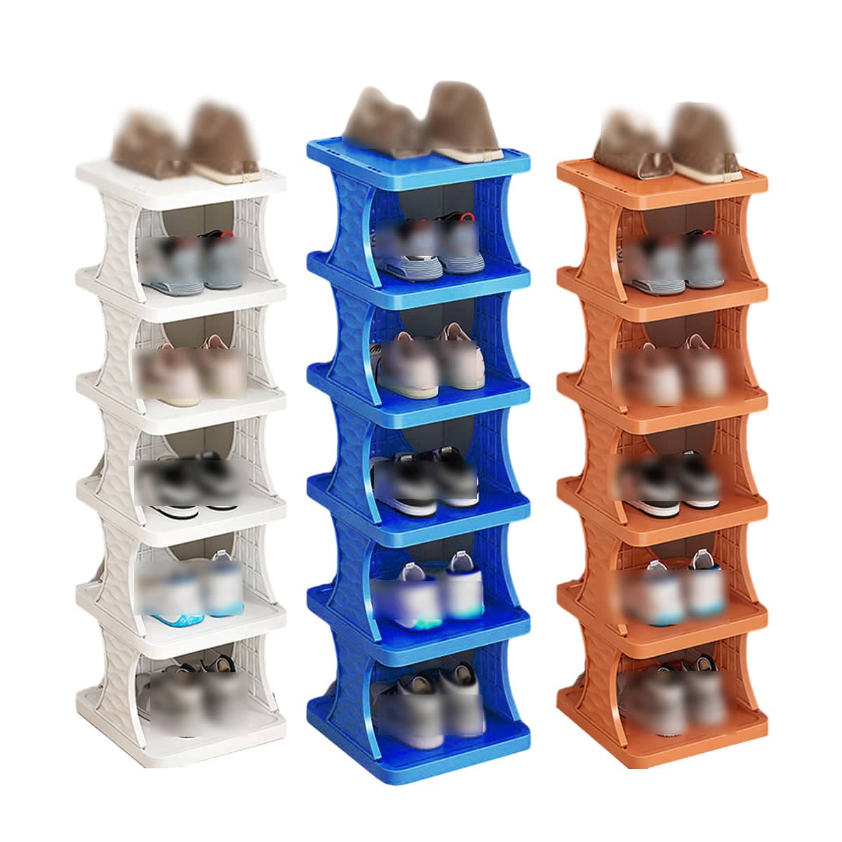 Foldable Shoe Rack Organiser, 6 Tier - Orange - view 3