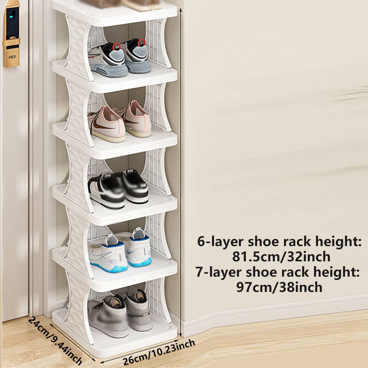 Foldable Shoe Rack Organiser, 7 Tier - White - view 4