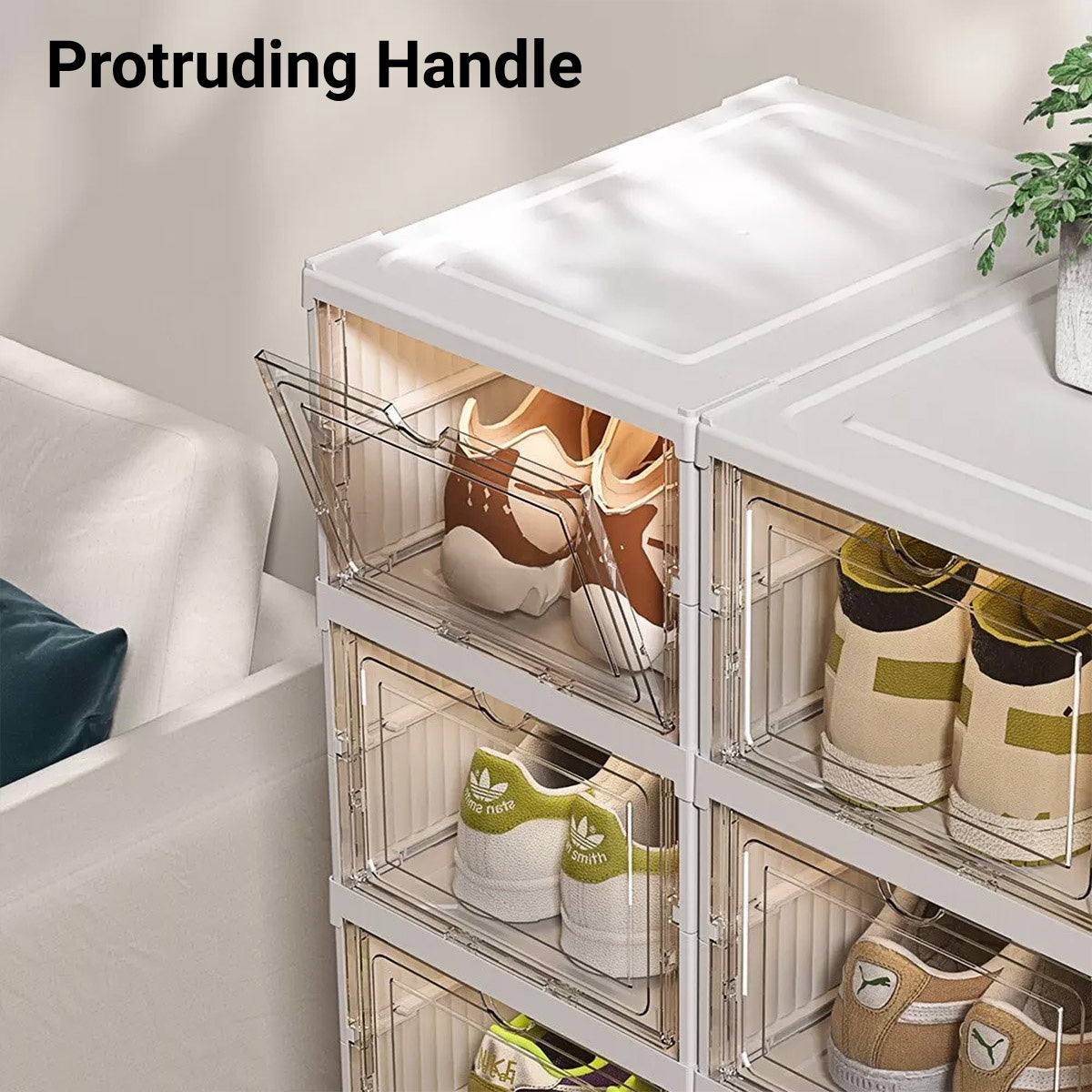 Foldable Shoe Storage Rack with Transparent Drawers - 6-Tier - view 7