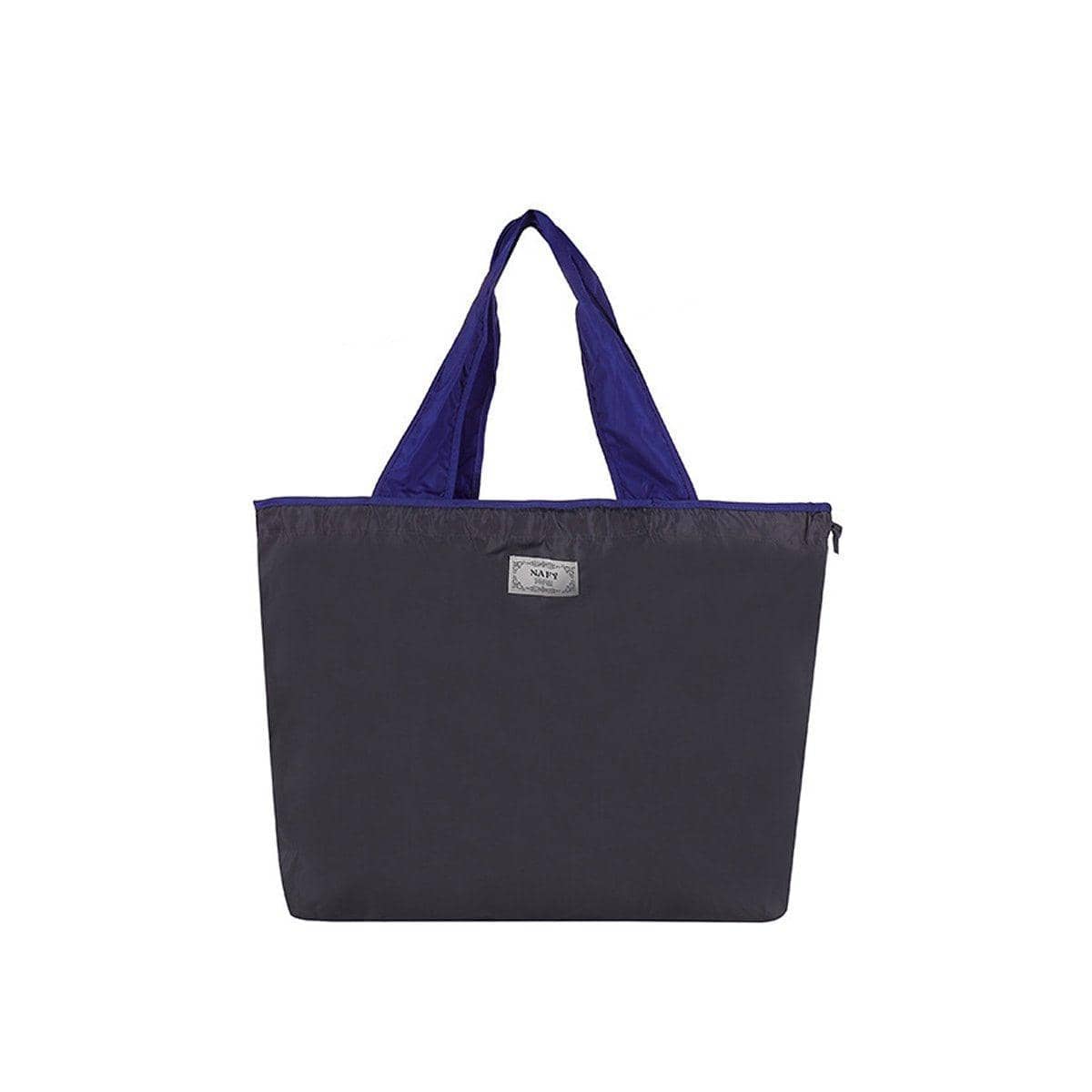 Foldable Shopping Bag with Drawstring - Grey, Large (54 x 42 cm)