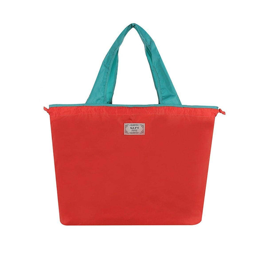 Foldable Shopping Bag with Drawstring - Orange, Small (47 x 35 cm)