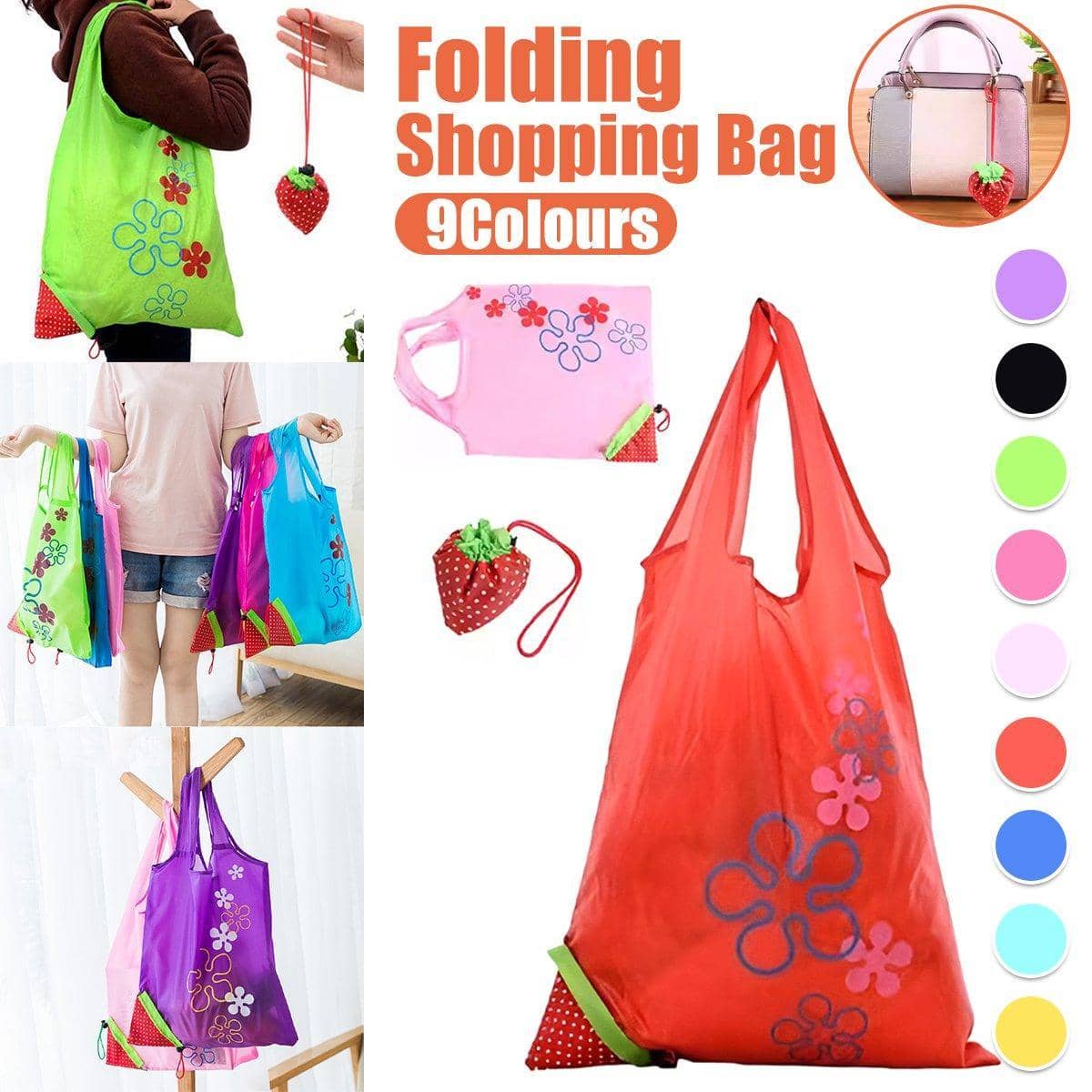 Foldable Shopping Bags, Pack of 5 - Black - view 2