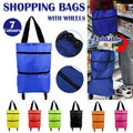 Foldable Shopping Trolley Bag with Wheels - Black - view 2