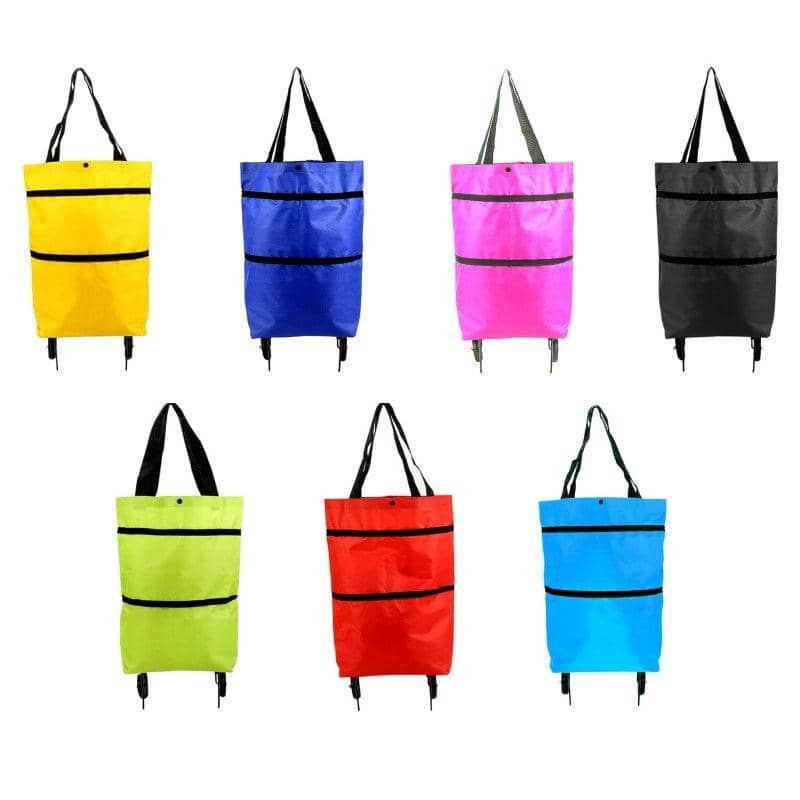 Foldable Shopping Trolley Bag with Wheels - Black - view 3