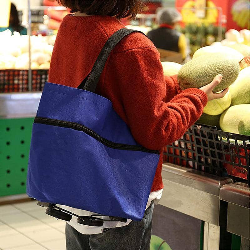 Foldable Shopping Trolley Bag with Wheels - Black - view 4