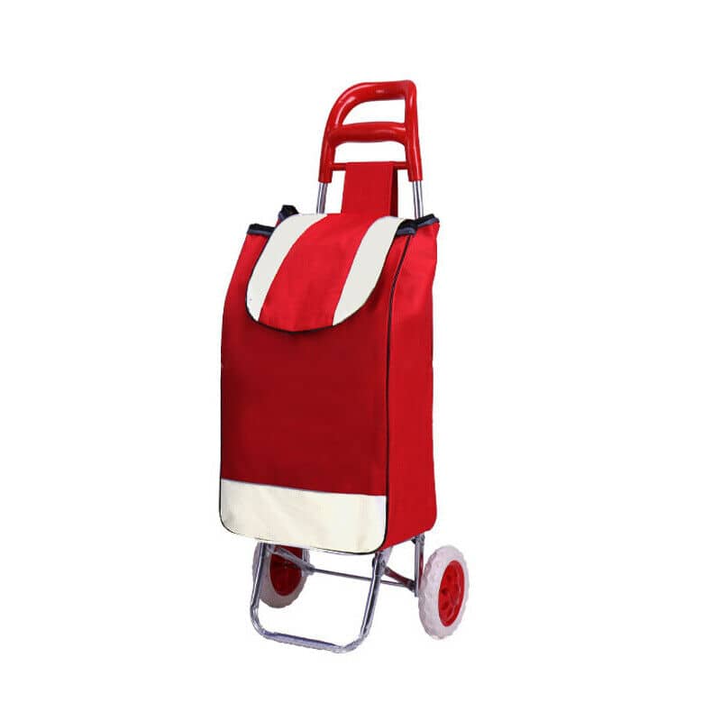 Foldable Shopping Trolley with Wheels, 35L Bag - Red