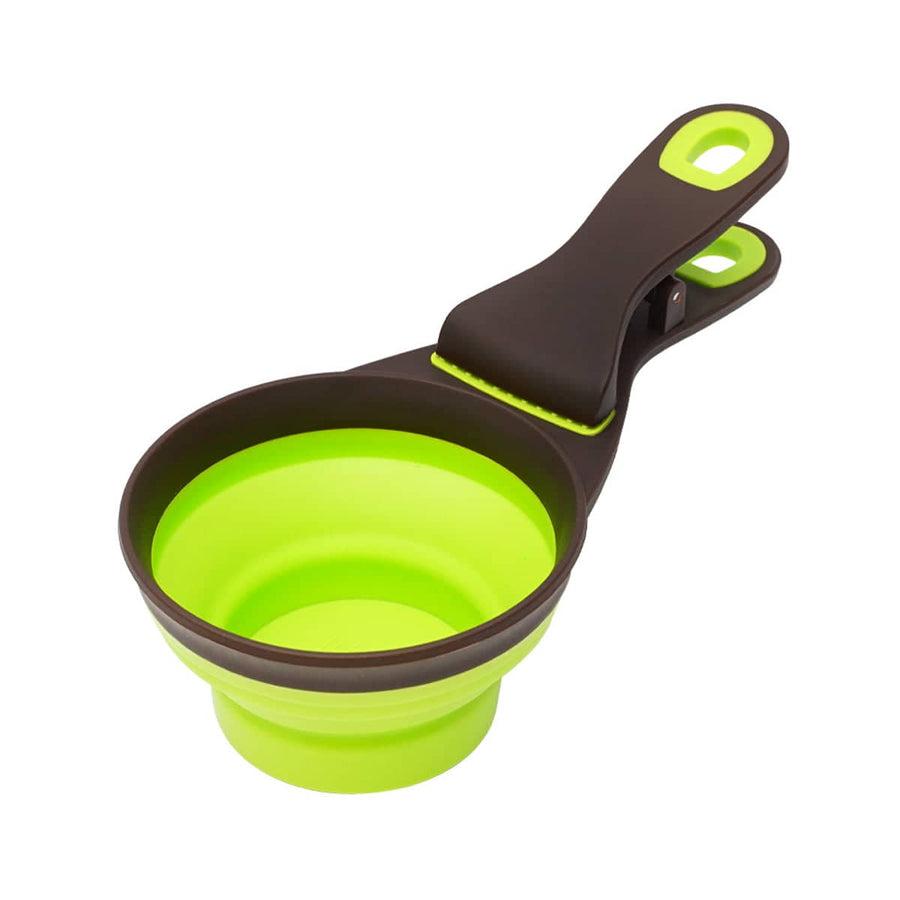Foldable Silicone Pet Food Scoop with Bag Clip - Large (Size L, 12 x 21 cm)