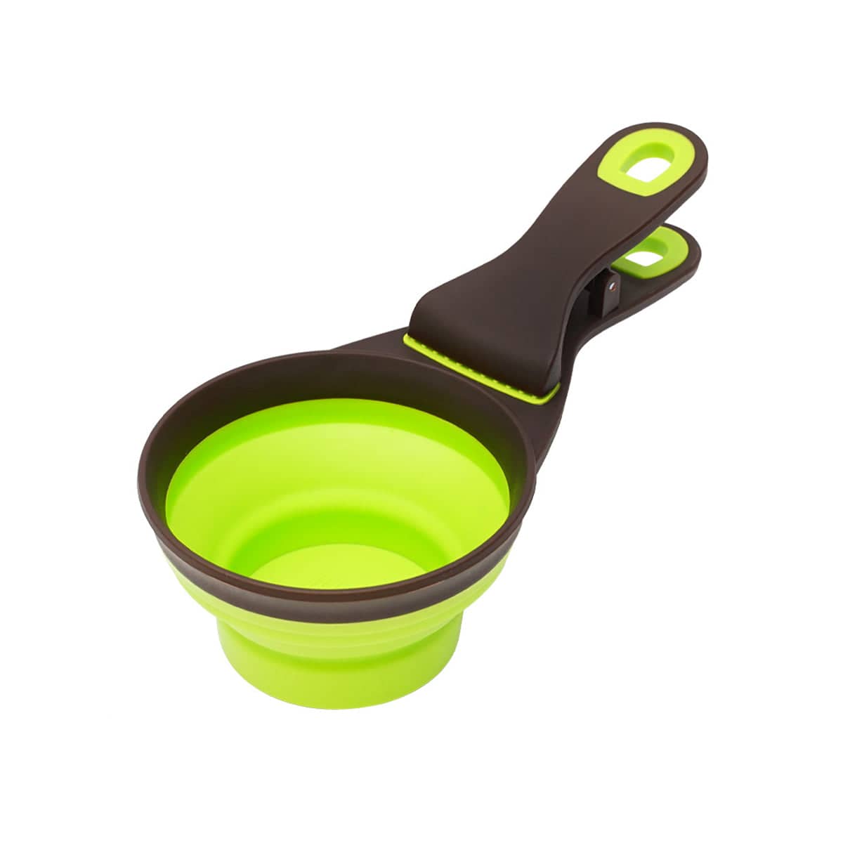 Foldable Silicone Pet Food Scoop with Bag Clip - Medium (Size M, 9.8 x 19 cm)