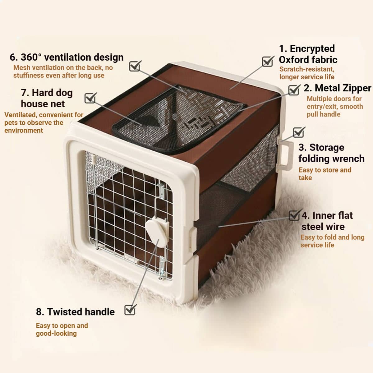 Foldable Soft-Sided Pet Carrier Cage for Cats and Dogs, Breathable Travel - view 4