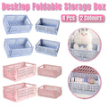 Foldable Stackable Desktop Storage Baskets for Stationery, Pack of 4 - Pink - view 2