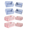 Foldable Stackable Desktop Storage Baskets for Stationery, Pack of 4 - Pink - view 3