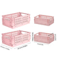 Foldable Stackable Desktop Storage Baskets for Stationery, Pack of 4 - Pink - view 4