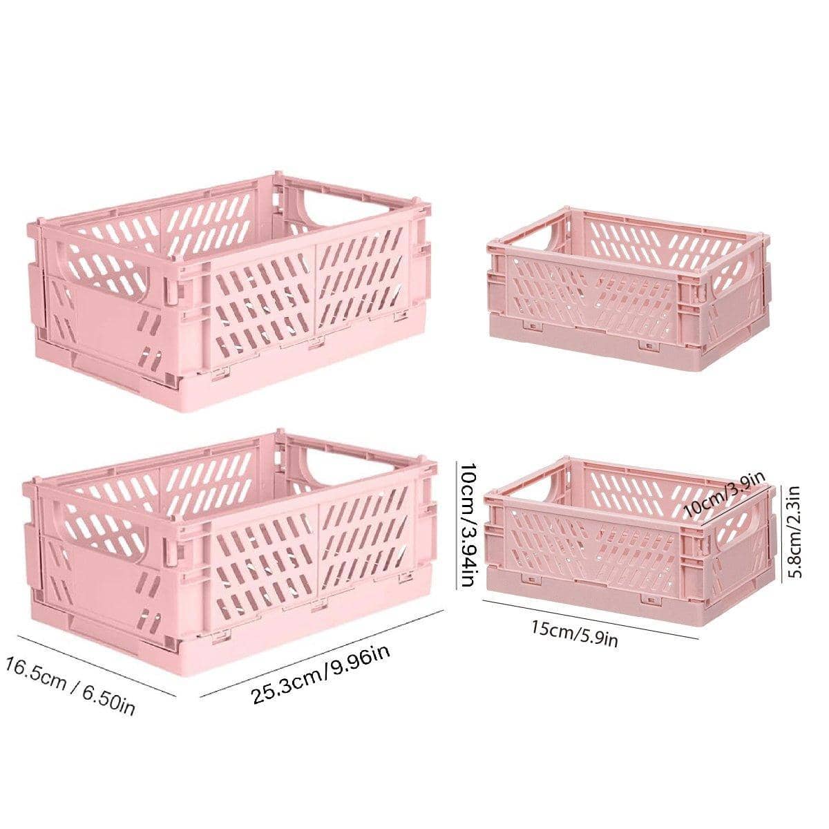 Foldable Stackable Desktop Storage Baskets for Stationery, Pack of 4 - Pink - view 4