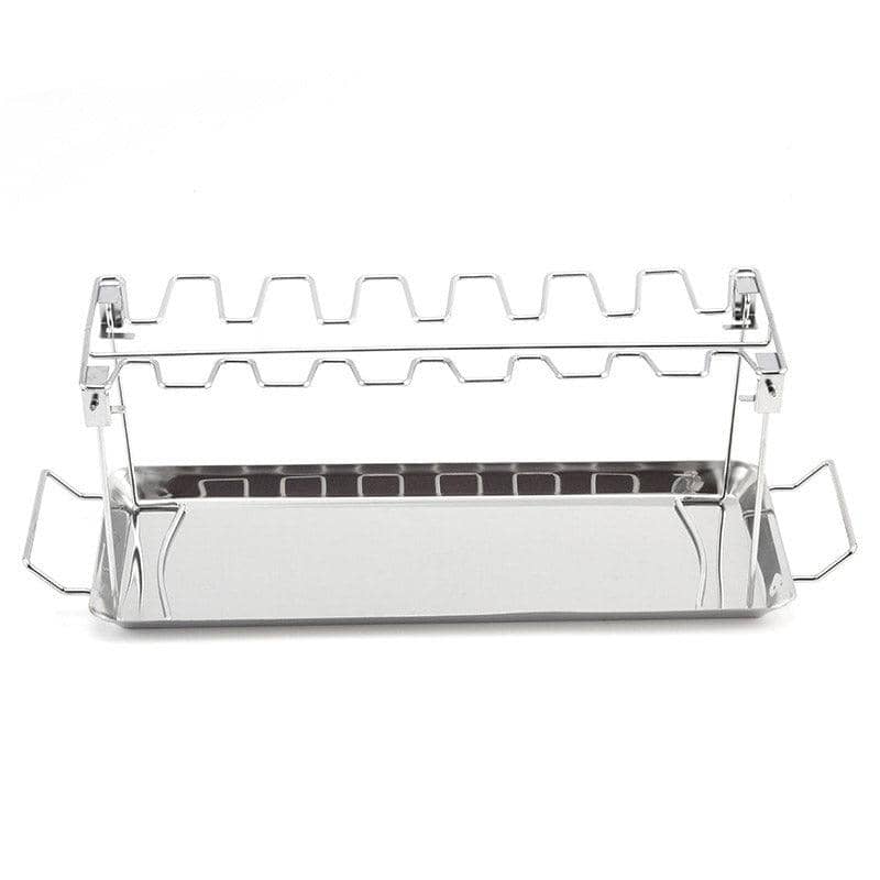 Foldable Stainless Steel BBQ Chicken Leg Rack with 14 Slots - view 2