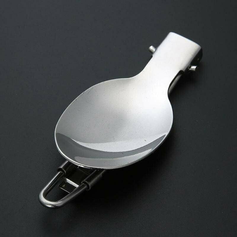 Foldable Stainless Steel Camping Cutlery Set, 3 Piece Knife, Spoon and Fork, Silver - view 5