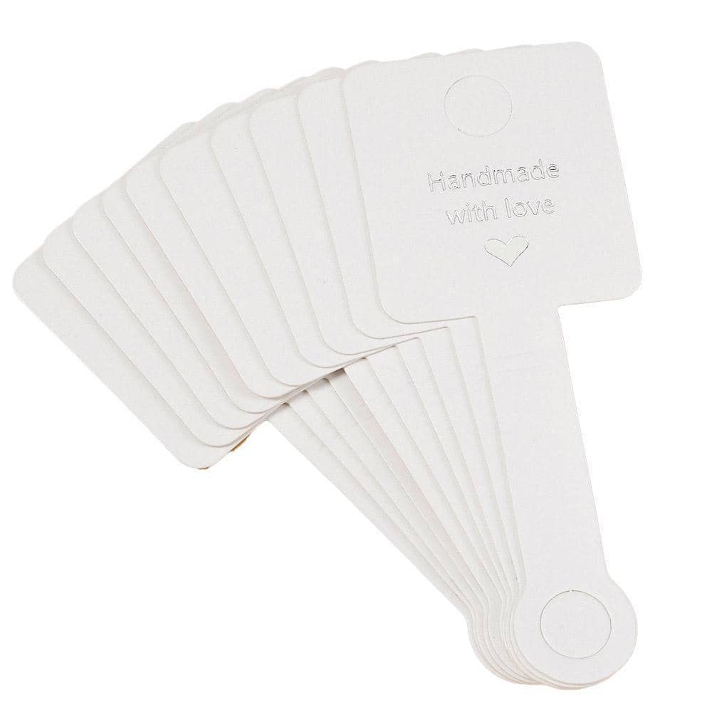 Foldable Sticky Back Jewellery Display Cards, Pack of 100 - White, Handmade with Love Print