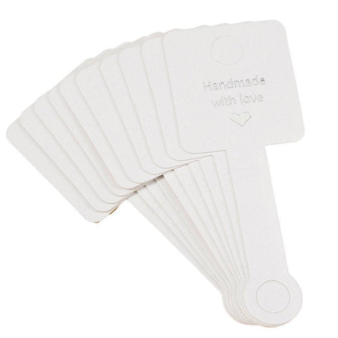 Foldable Sticky Back Jewellery Display Cards, Pack of 100 - White, Handmade with Love Print