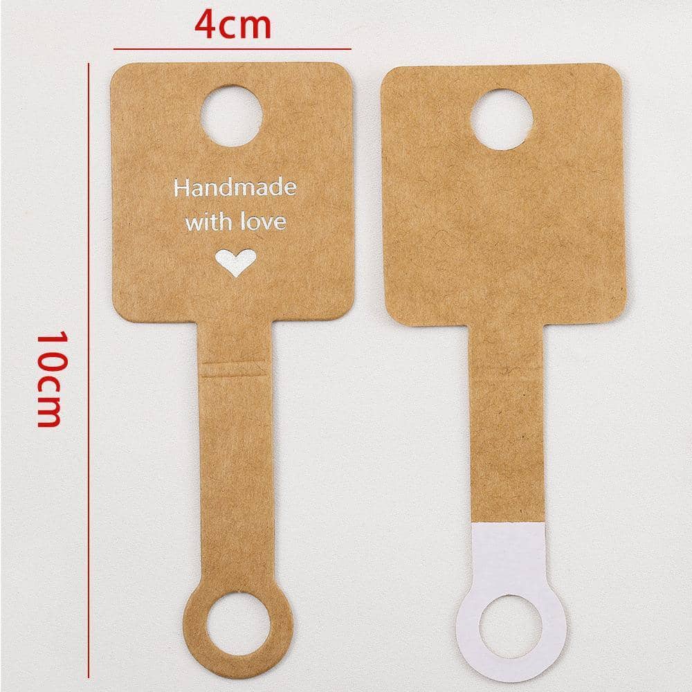 Foldable Sticky Back Jewellery Display Cards, Pack of 100 - White, Handmade with Love Print - view 4