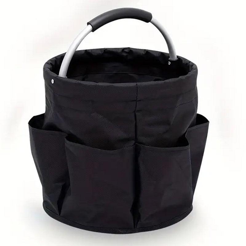 Foldable Storage Basket with Pockets, 28 x 28 cm - Black