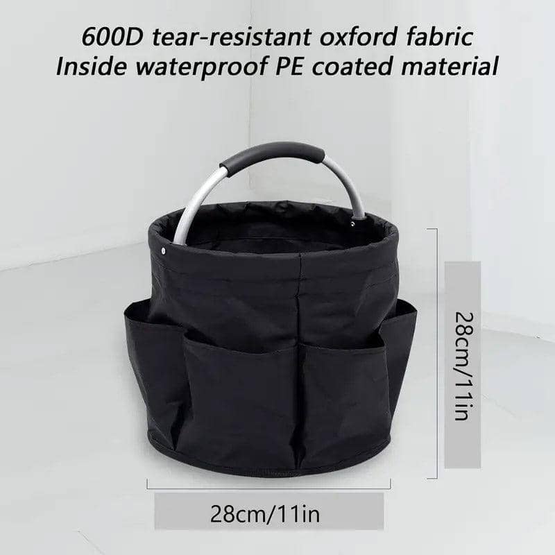 Foldable Storage Basket with Pockets, 28 x 28 cm - Khaki - view 4