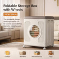 Foldable Storage Box with Wheels, Large Capacity Clothes Organiser 58 x 41 x 68 cm