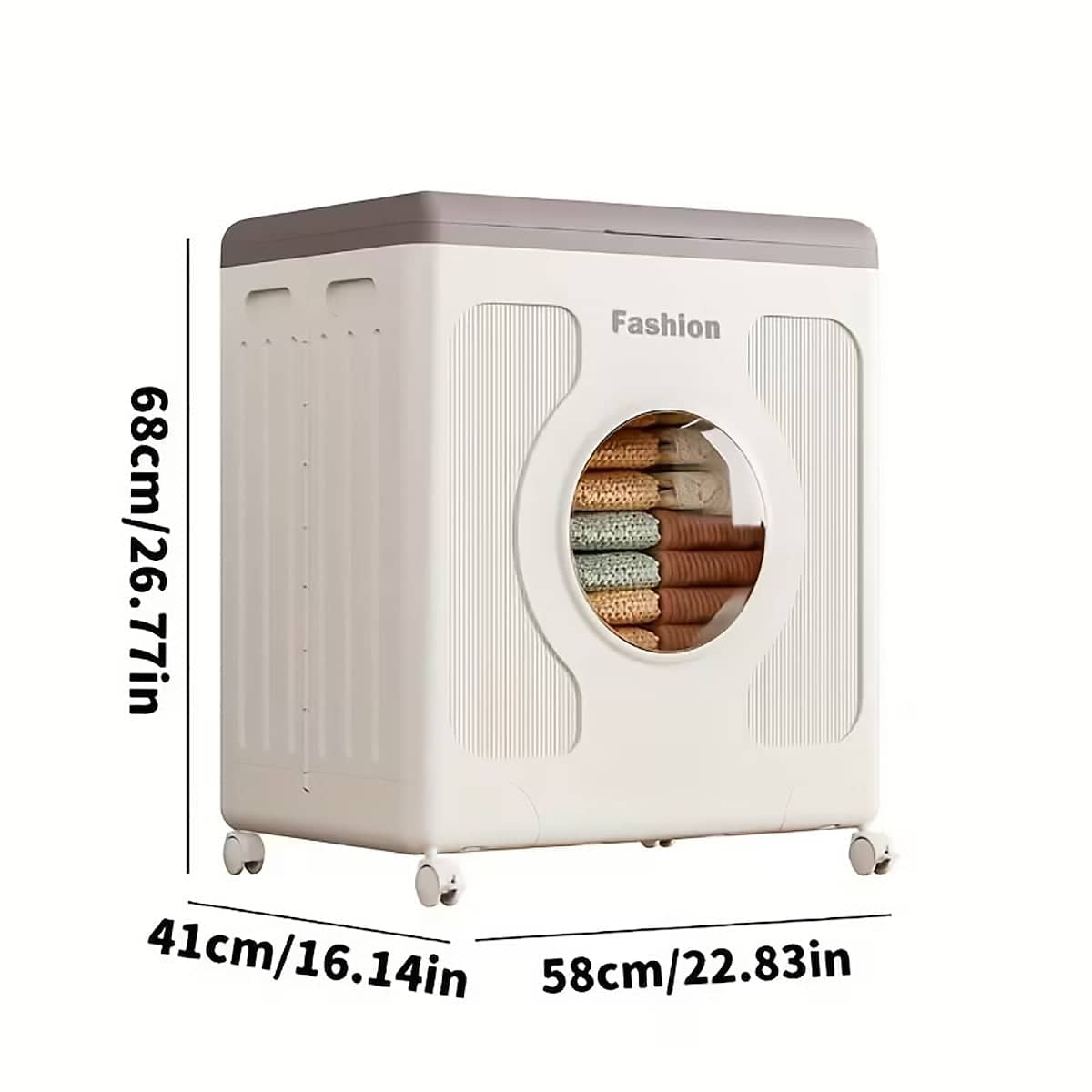 Foldable Storage Box with Wheels, Large Capacity Clothes Organiser 58 x 41 x 68 cm - view 3