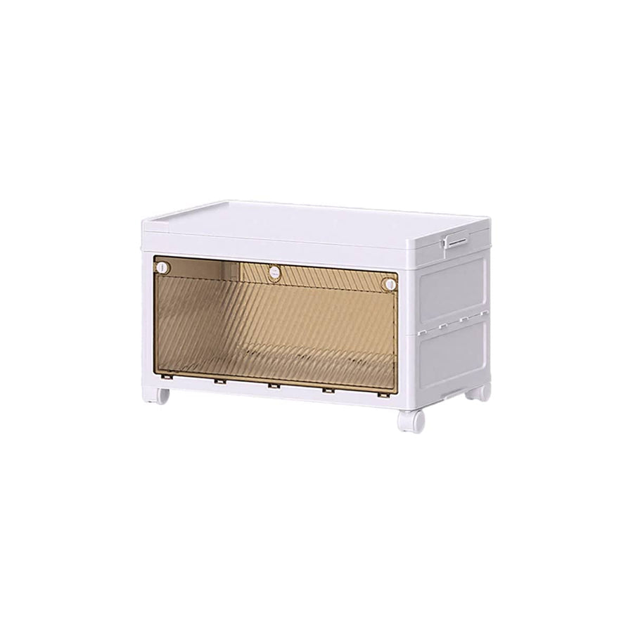 Foldable Storage Cabinet with Wheels - White, 1 Tier (46 x 29 x 32.5 cm)