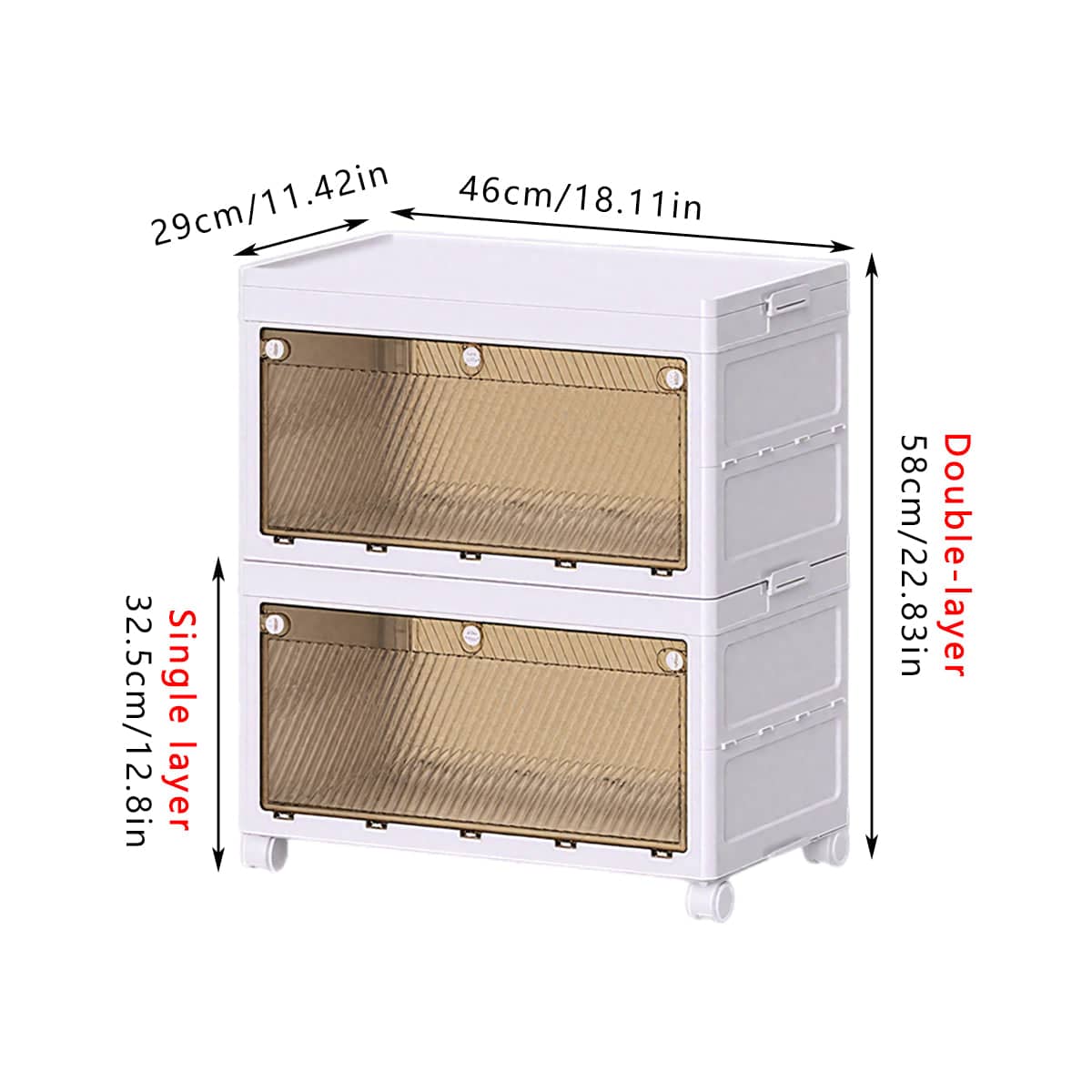 Foldable Storage Cabinet with Wheels - White, 1 Tier (46 x 29 x 32.5 cm) - view 4