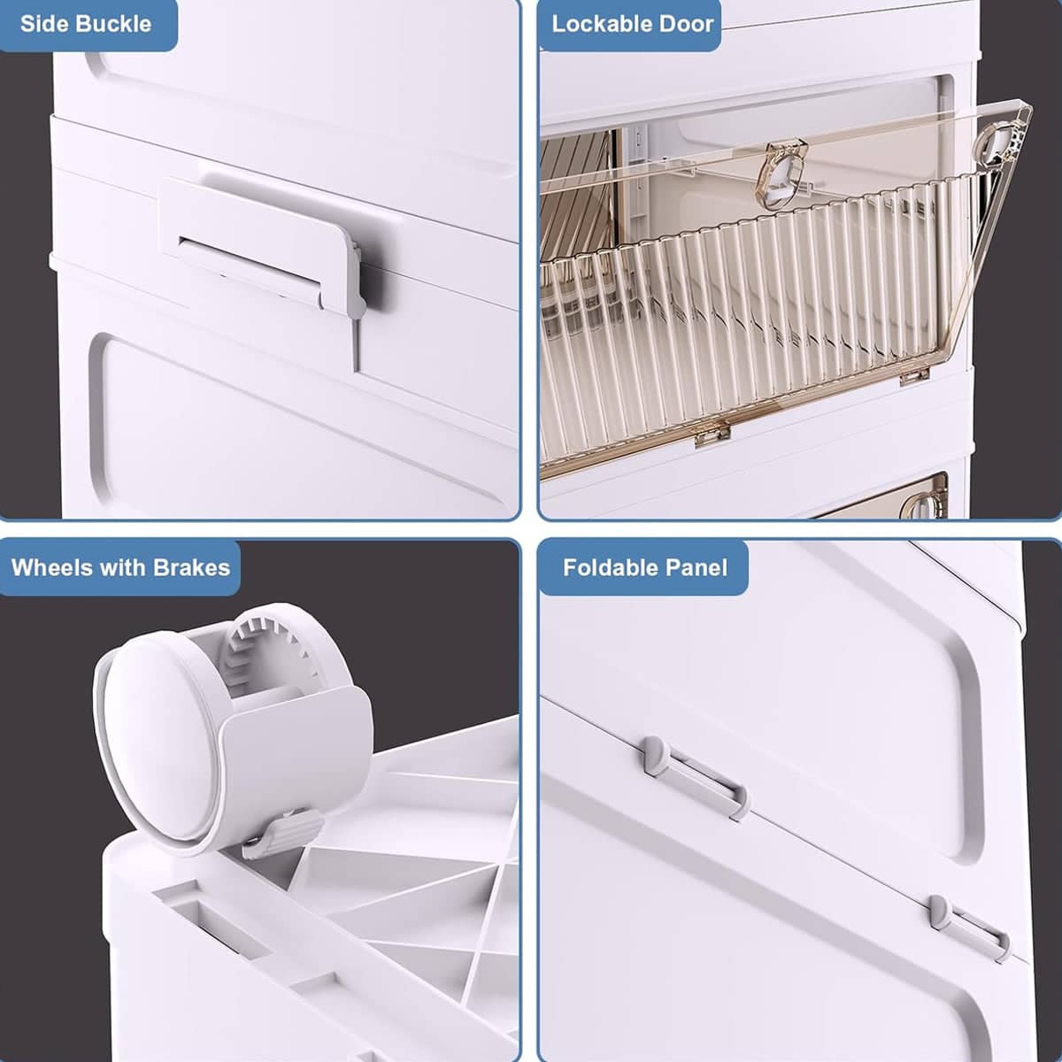 Foldable Storage Cabinet with Wheels - White, 1 Tier (46 x 29 x 32.5 cm) - view 5