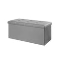 Foldable Storage Ottoman Bench 110 L - Grey Faux Leather, 76 x 38 x 38 cm - view 2