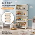 Foldable Storage Rack with Wheels, 4 Tier - Cream and Grey, 53 x 31.5 x 120 cm - view 2