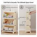 Foldable Storage Rack with Wheels, 4 Tier - Cream and Grey, 53 x 31.5 x 120 cm - view 5