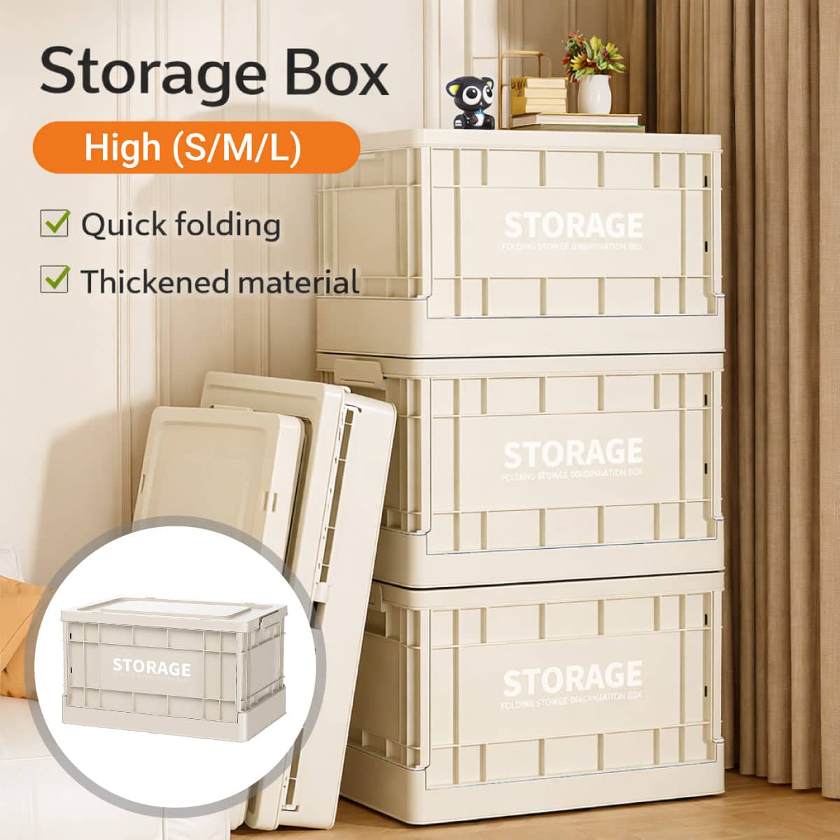 Foldable Toy and Book Storage Box, Household Storage Container - Size L (52 x 37.5 x 30 cm) - view 2