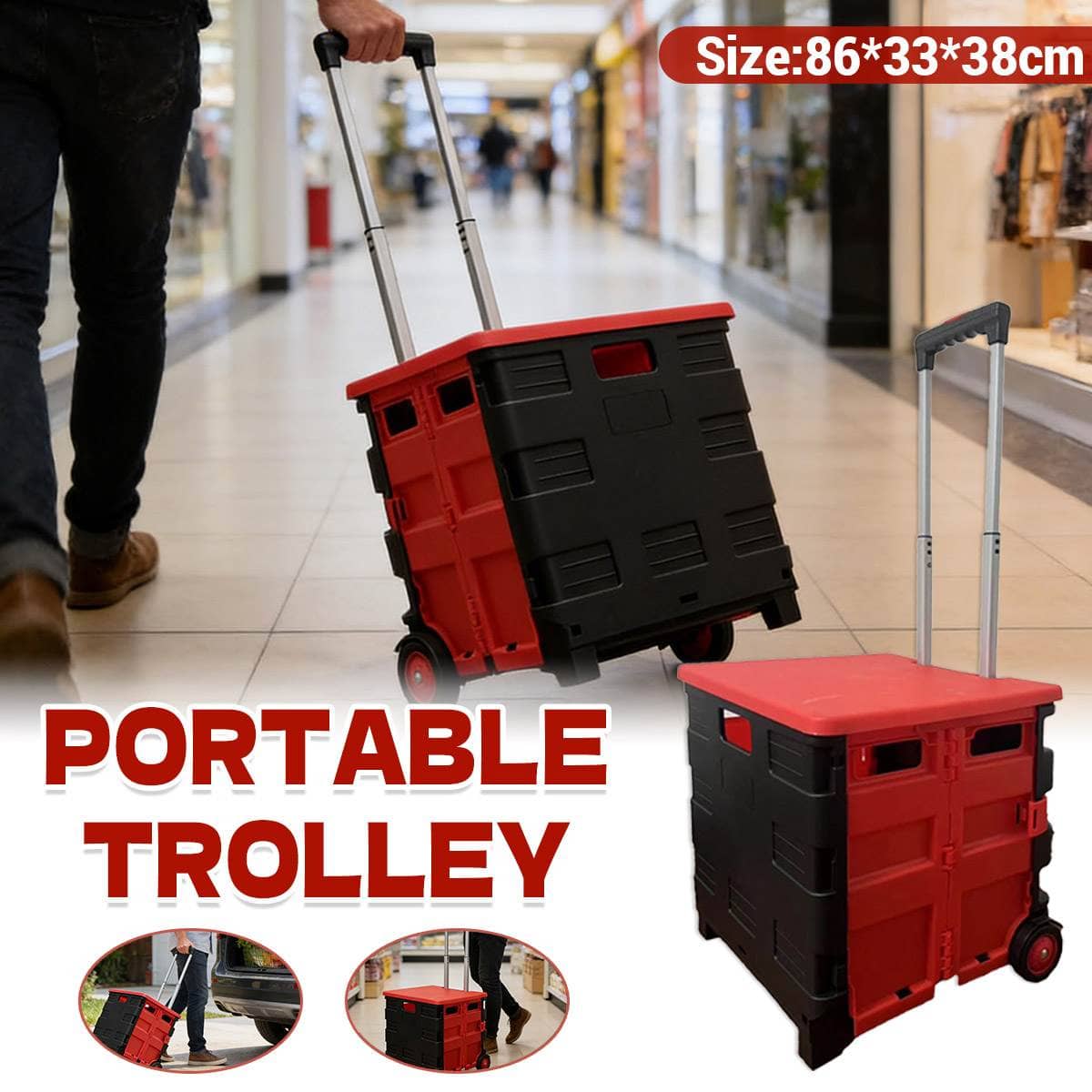 Foldable Trolley Luggage Case with Telescopic Handle and Wheels