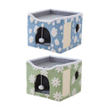 Foldable Two-Tier Cat Bed with Scratcher - Green Flower Print - view 3