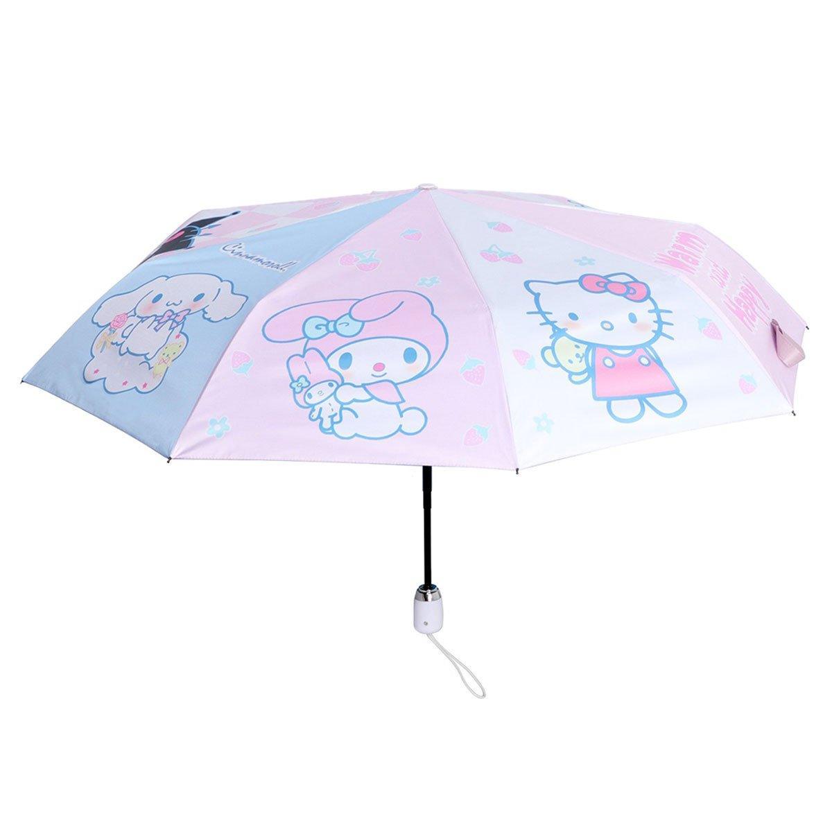 Foldable Umbrella with Pastel Cartoon Animal Print - Automatic Open and Close