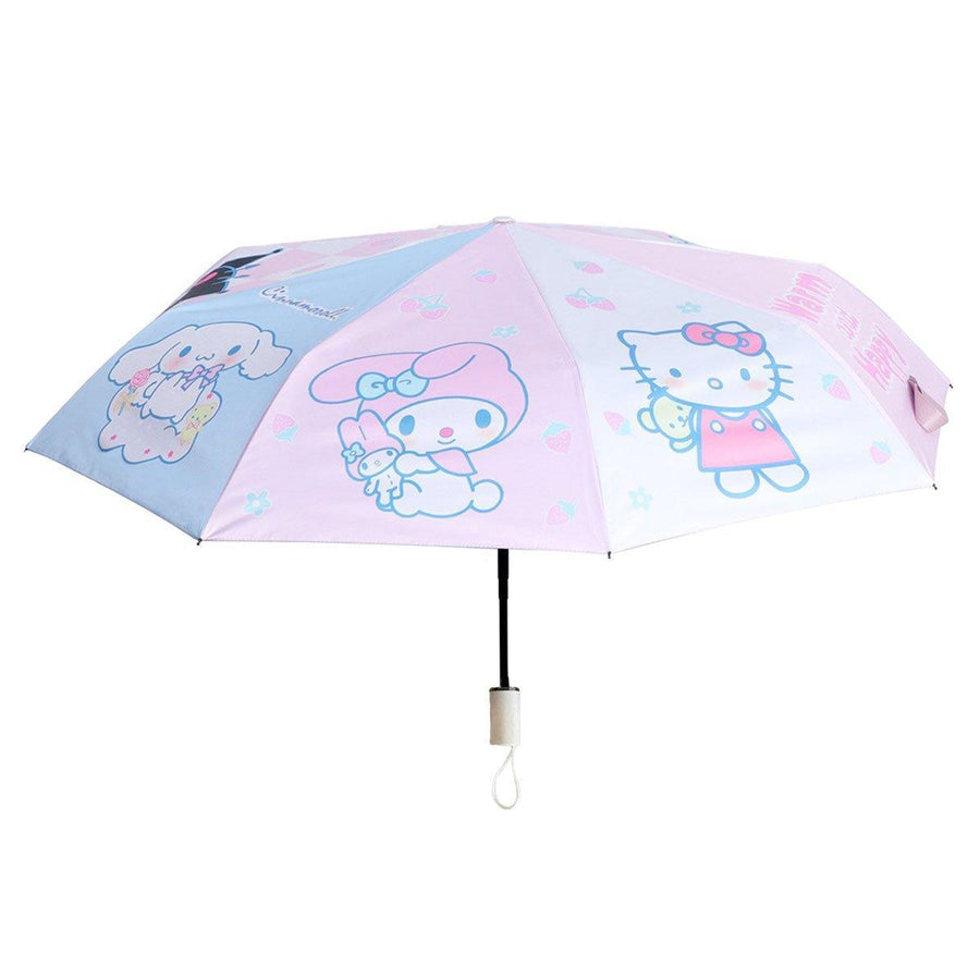 Foldable Umbrella with Pastel Cartoon Animal Print - Manual Open and Close