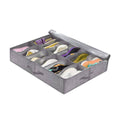 Foldable Under Bed Shoe Box Storage Organiser Dustproof Stackable Transparent Lid - Grey