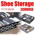 Foldable Under Bed Shoe Box Storage Organiser Dustproof Stackable Transparent Lid - Grey - view 2