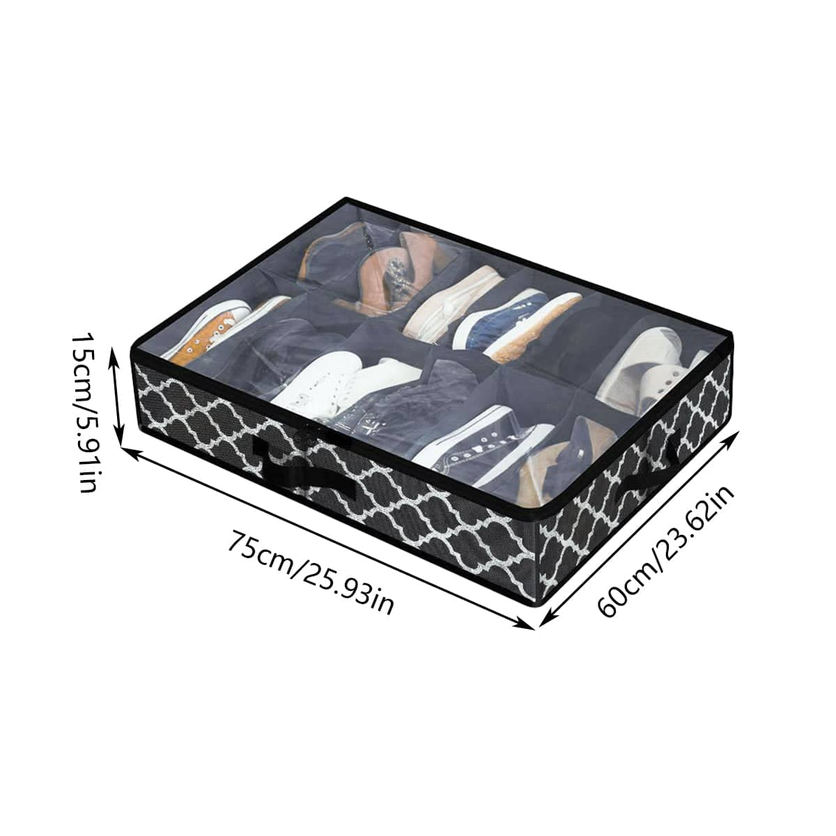 Foldable Under Bed Shoe Box Storage Organiser Dustproof Stackable Transparent Lid - Grey - view 4