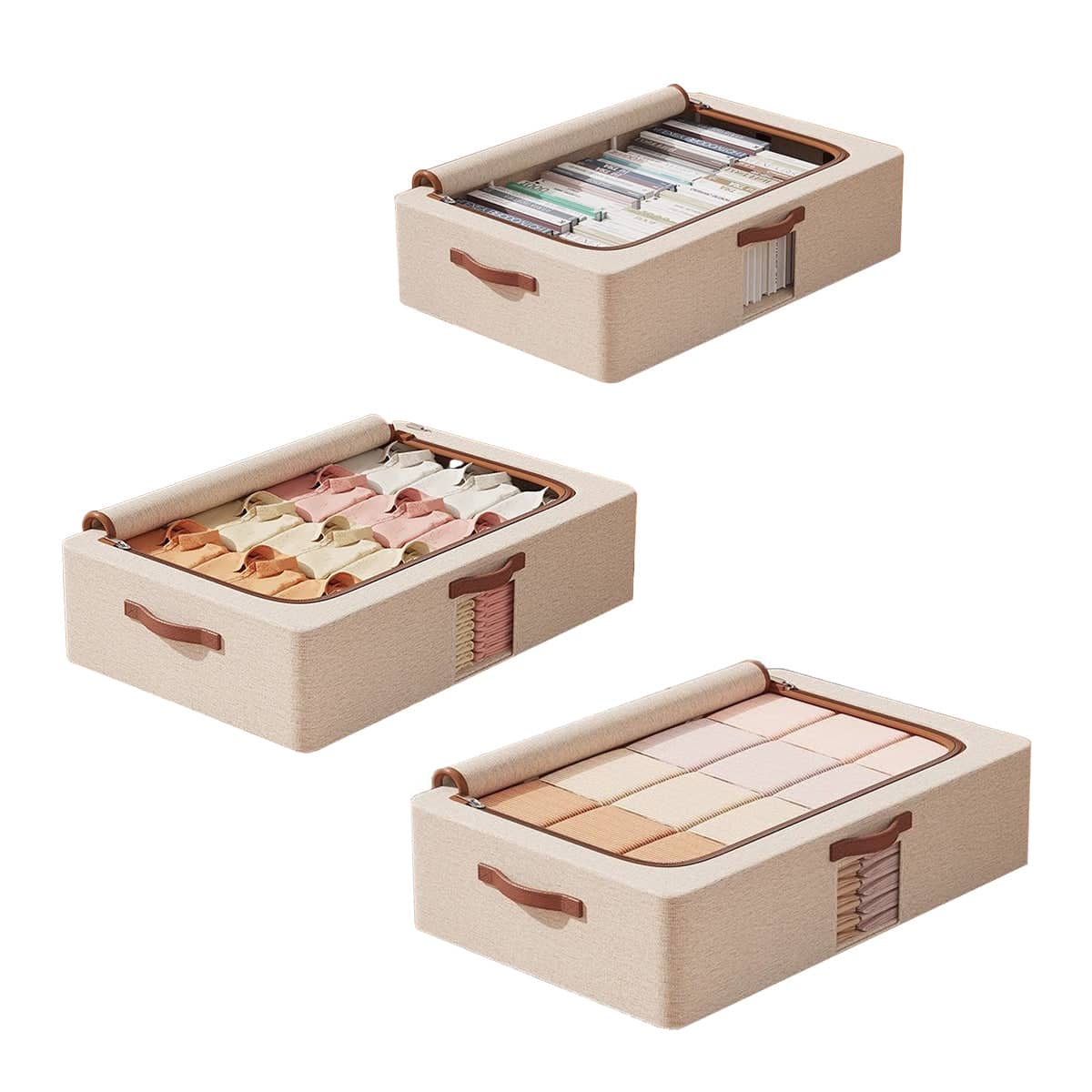 Foldable Under Bed Storage Box, Waterproof Cotton-Linen - Size 3XL (80 x 47 x 24 cm) - view 3
