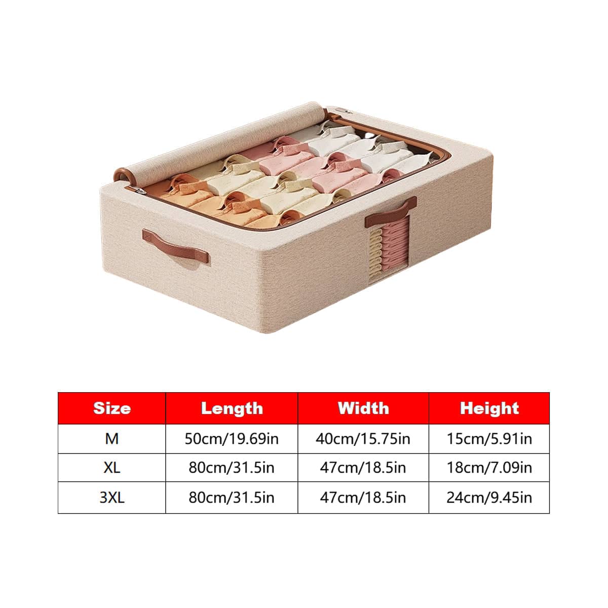 Foldable Under Bed Storage Box, Waterproof Cotton-Linen - Size M (50 x 40 x 15 cm) - view 4