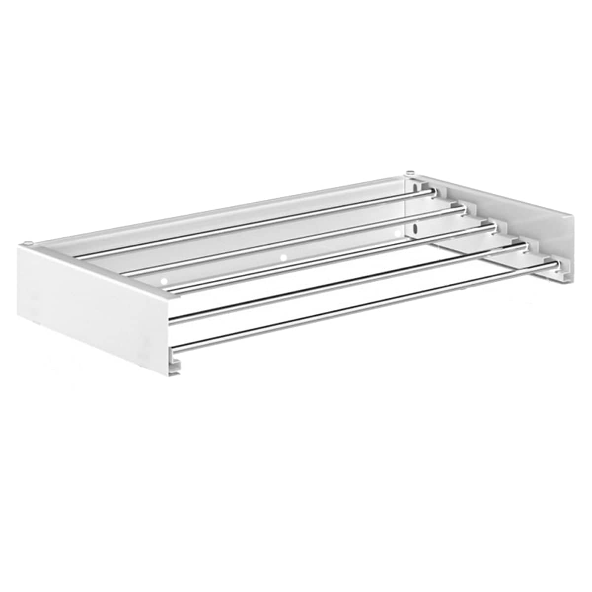 Foldable Wall Mounted Clothes Drying Rack, Balcony Towel Laundry Rack - White