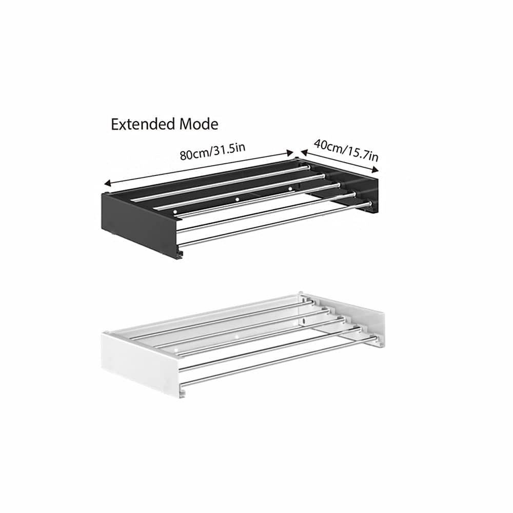 Foldable Wall Mounted Clothes Drying Rack, Balcony Towel Laundry Rack - White - view 4
