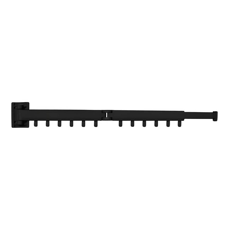 Foldable Wall Mounted Clothes Rack Space Saving Aluminium Alloy Anti-Rust - Black
