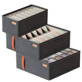 Foldable Wardrobe Organiser Box for Bras and Underwear - Dark Grey, 6 Compartments - view 3