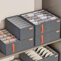 Foldable Wardrobe Organiser Box for Bras and Underwear - Dark Grey, 6 Compartments - view 4