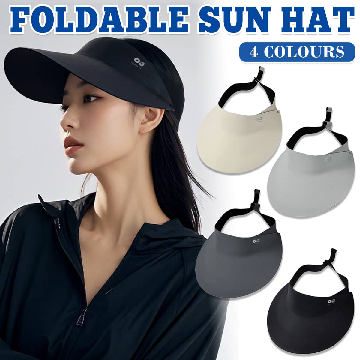 Foldable Wide Brim Sun Visor Hat - Black - view 2
