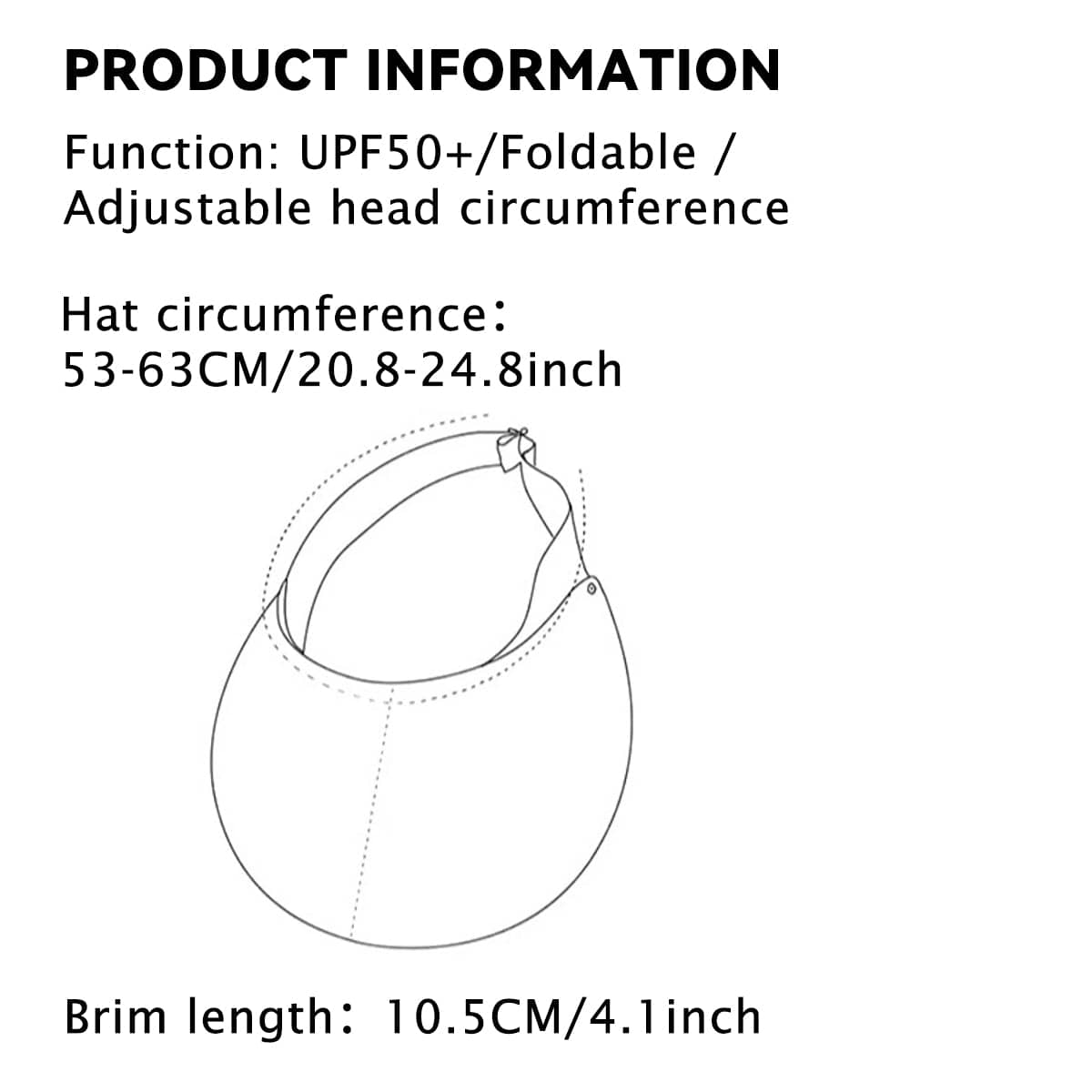 Foldable Wide Brim Sun Visor Hat - Light Grey - view 4